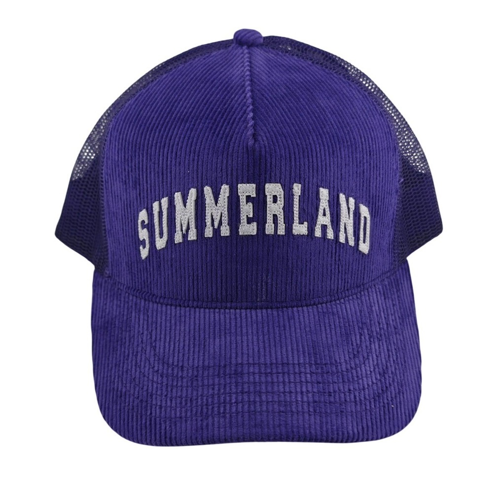 Nahmias Summerland Hat Cap Snap Back Purple Corduroy Mesh Trucker Mens Logo
